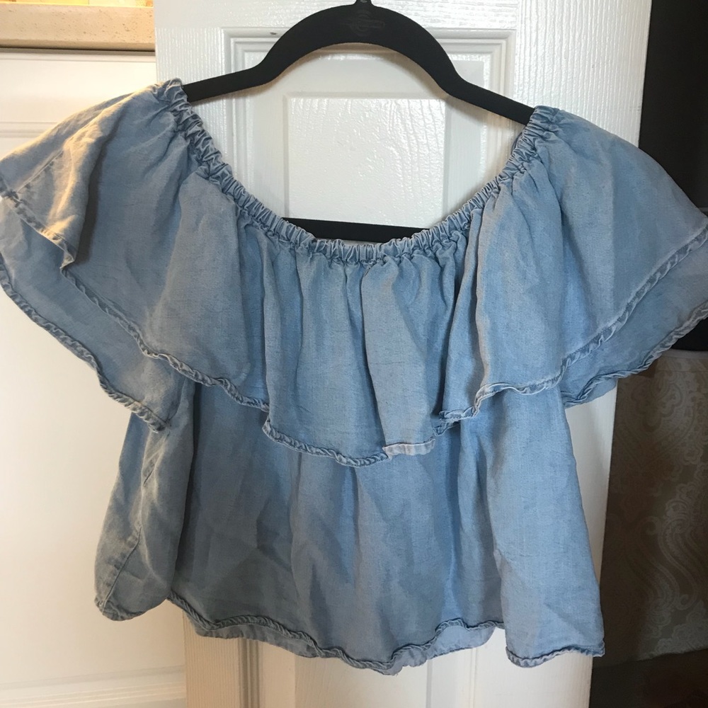 Denim ruffled crop - Picture 2 of 2
